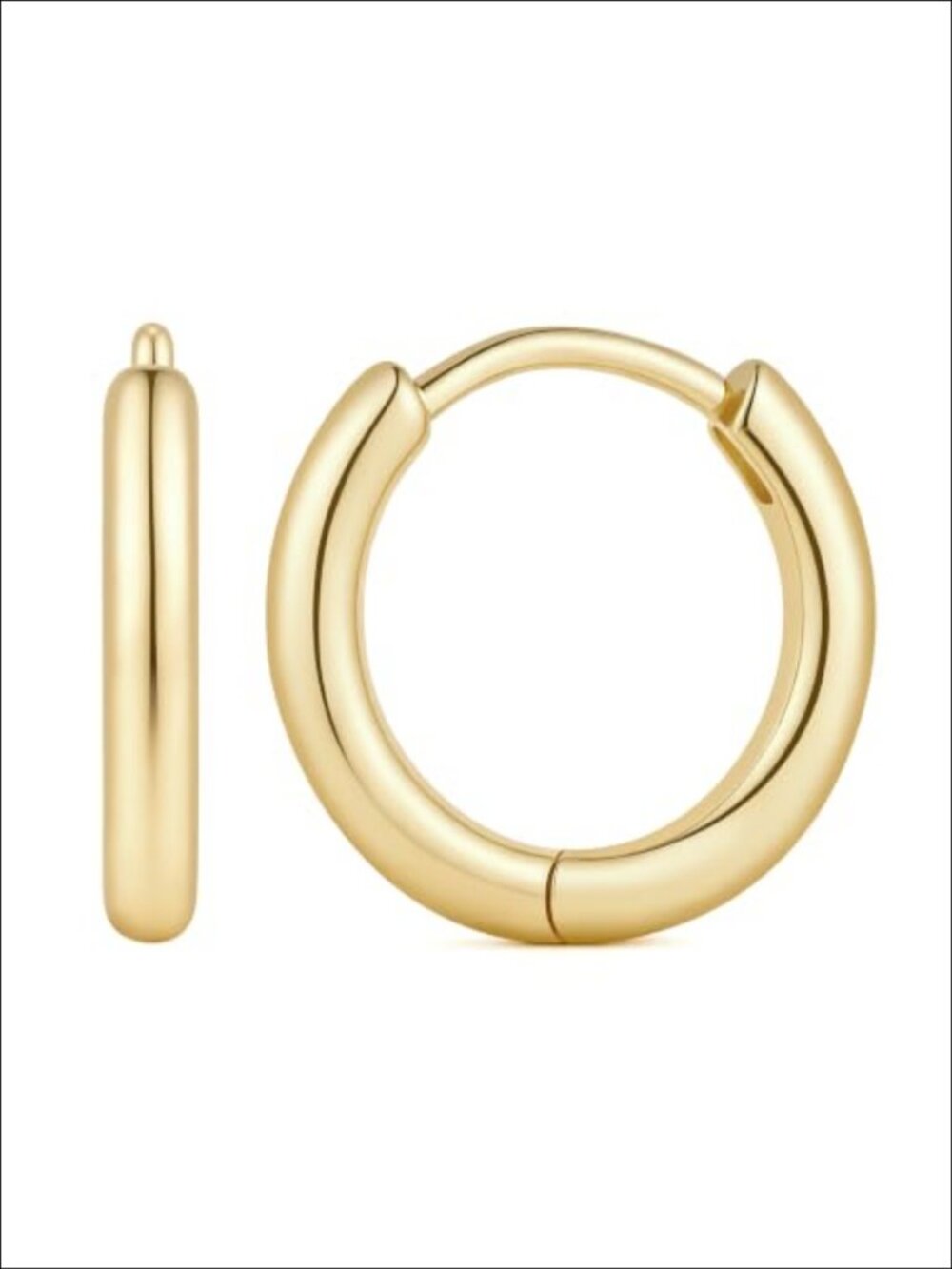 Small 14k Gold Plated Hoop Earrings Huggie Endless Polished Finish